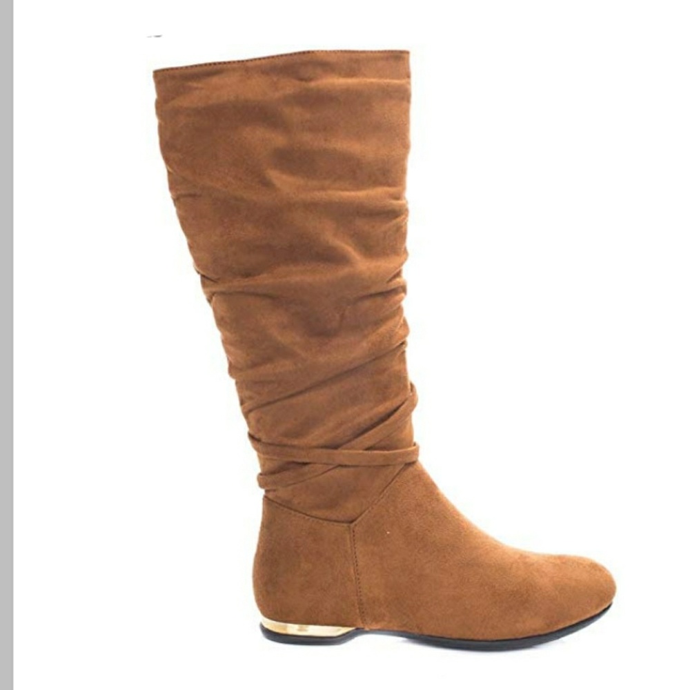 New Tan Women's Mid Calf Boot Heel Flat